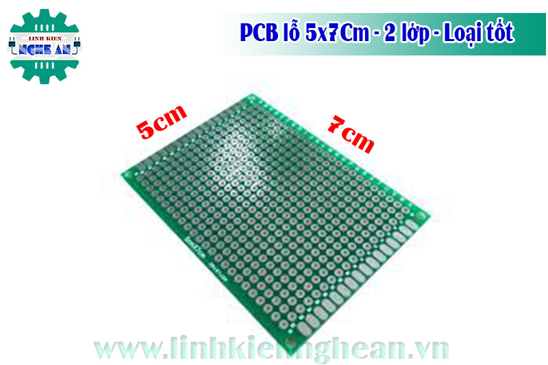 PCB lỗ 5x7Cm - 2 lớp - Loại tốt